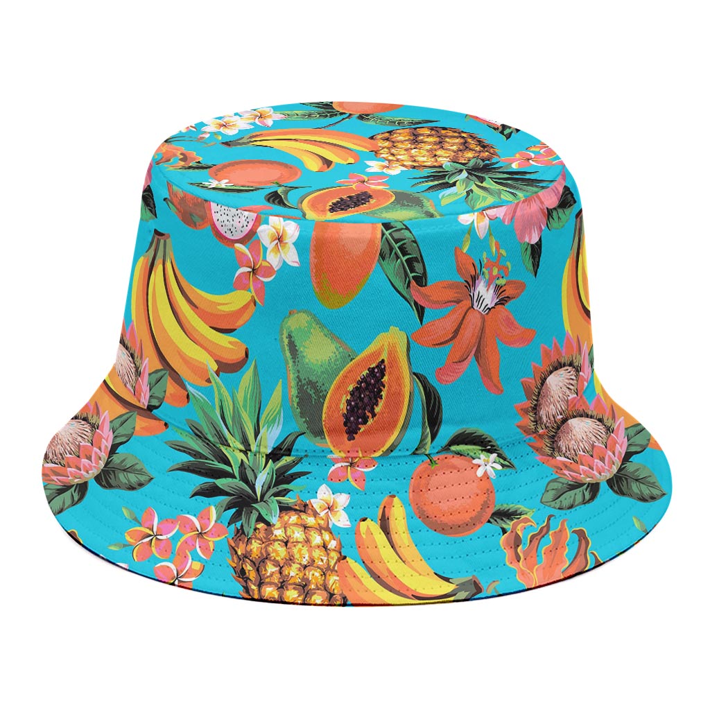 Vintage Tropical Fruits Pattern Print Bucket Hat