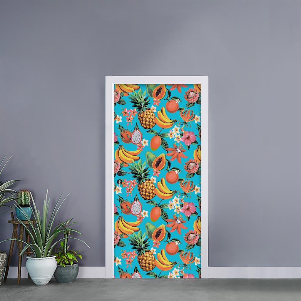 Vintage Tropical Fruits Pattern Print Door Sticker