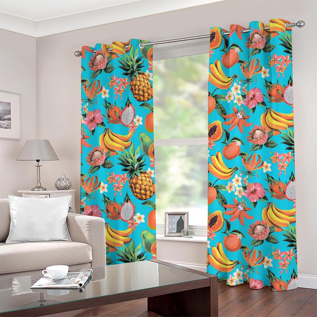 Vintage Tropical Fruits Pattern Print Grommet Curtains