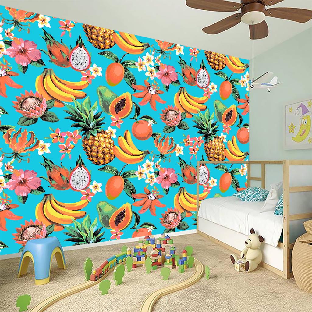 Vintage Tropical Fruits Pattern Print Wall Sticker