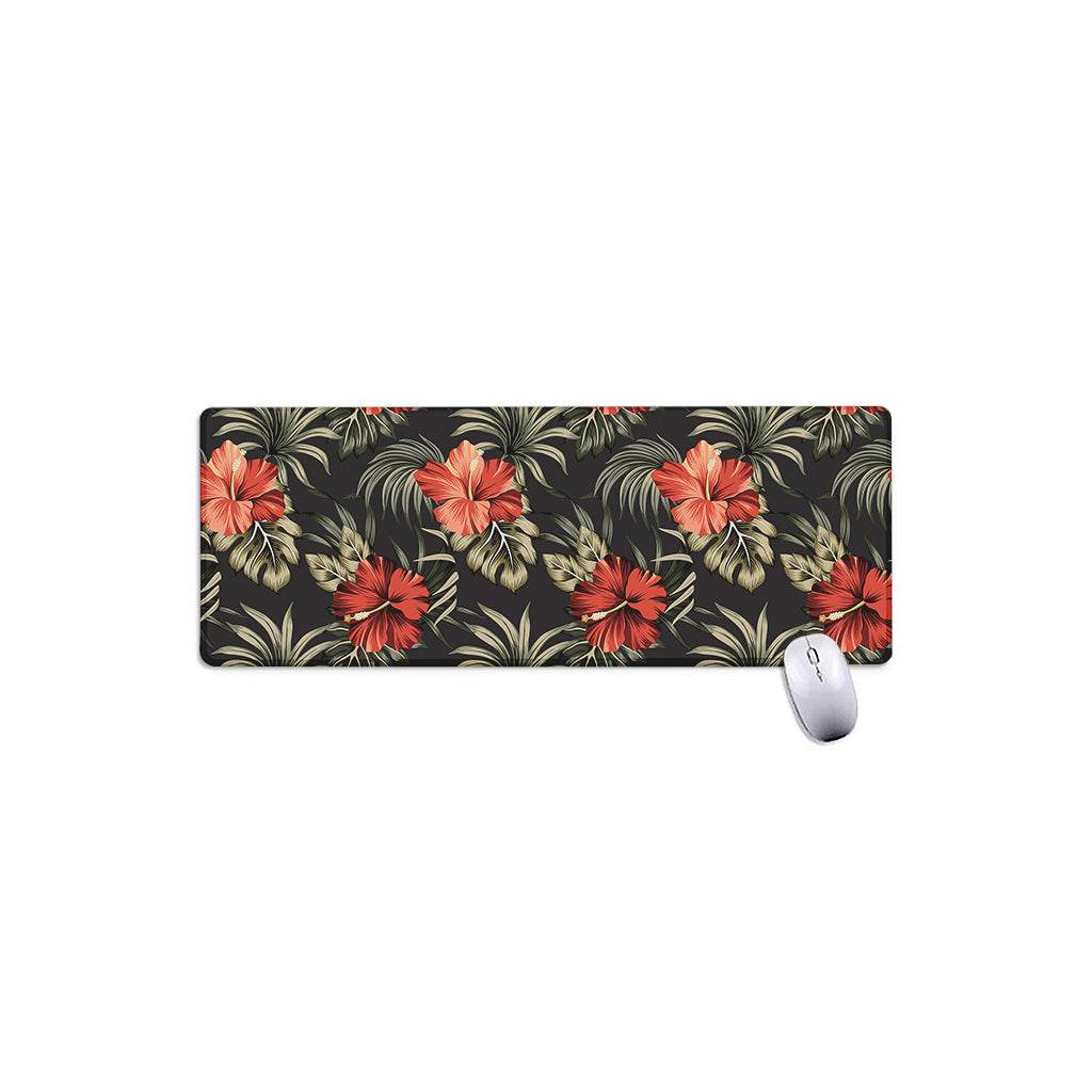 Vintage Tropical Hibiscus Floral Print Extended Mouse Pad