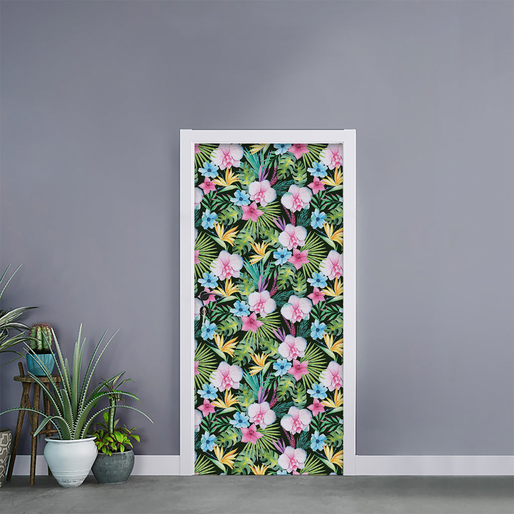Vintage Tropical Jungle Hawaiian Print Door Sticker