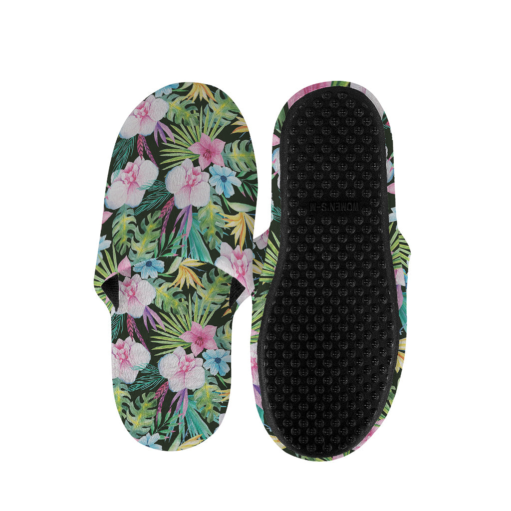 Vintage Tropical Jungle Hawaiian Print Slippers