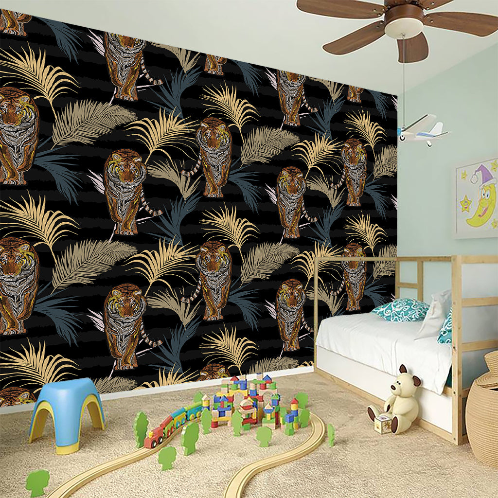 Vintage Tropical Tiger Pattern Print Wall Sticker