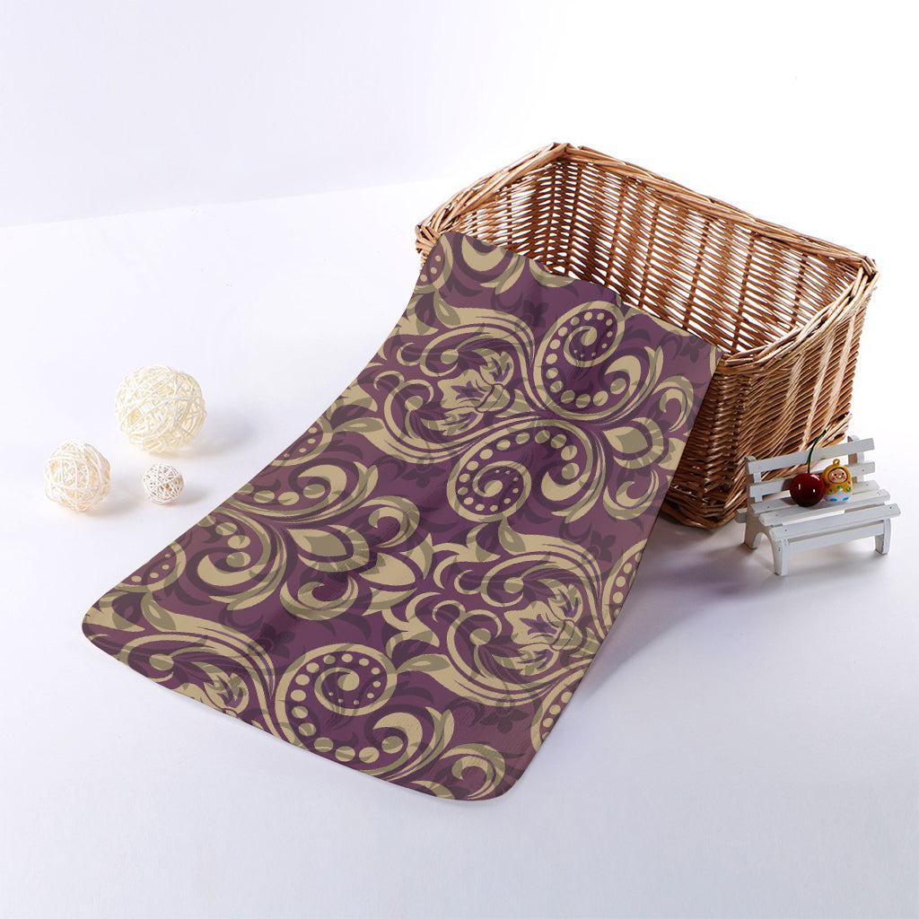 Vintage Western Damask Floral Print Towel