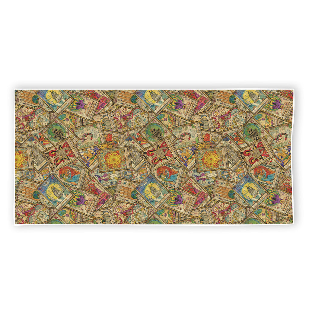Vintage Wicca Tarot Card Print Beach Towel