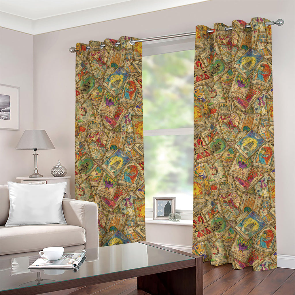 Vintage Wicca Tarot Card Print Grommet Curtains