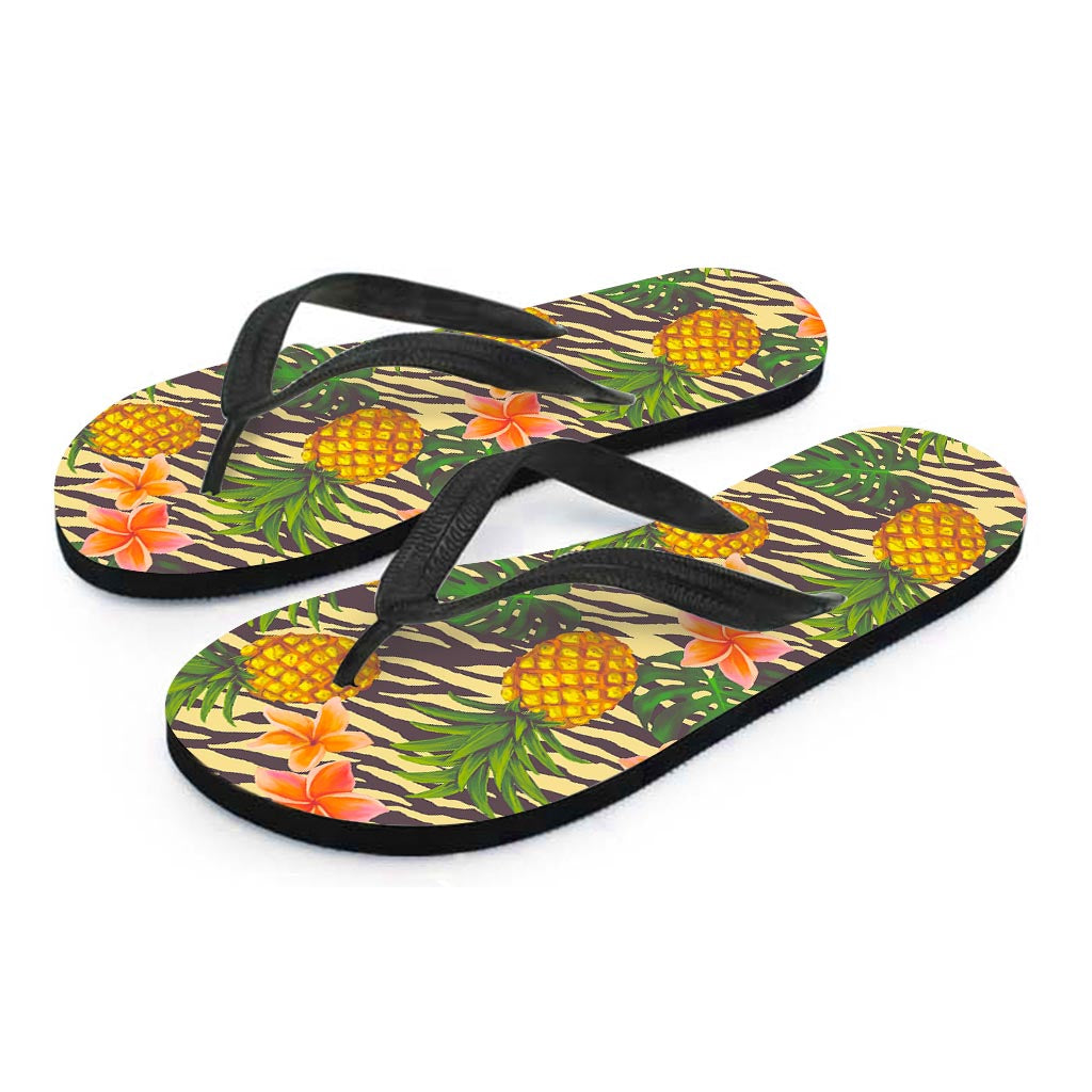 Vintage Zebra Pineapple Pattern Print Flip Flops