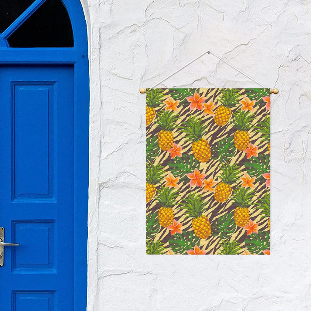 Vintage Zebra Pineapple Pattern Print Garden Flag