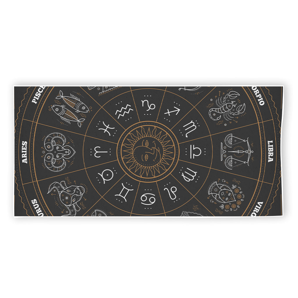 Vintage Zodiac Circle Print Beach Towel