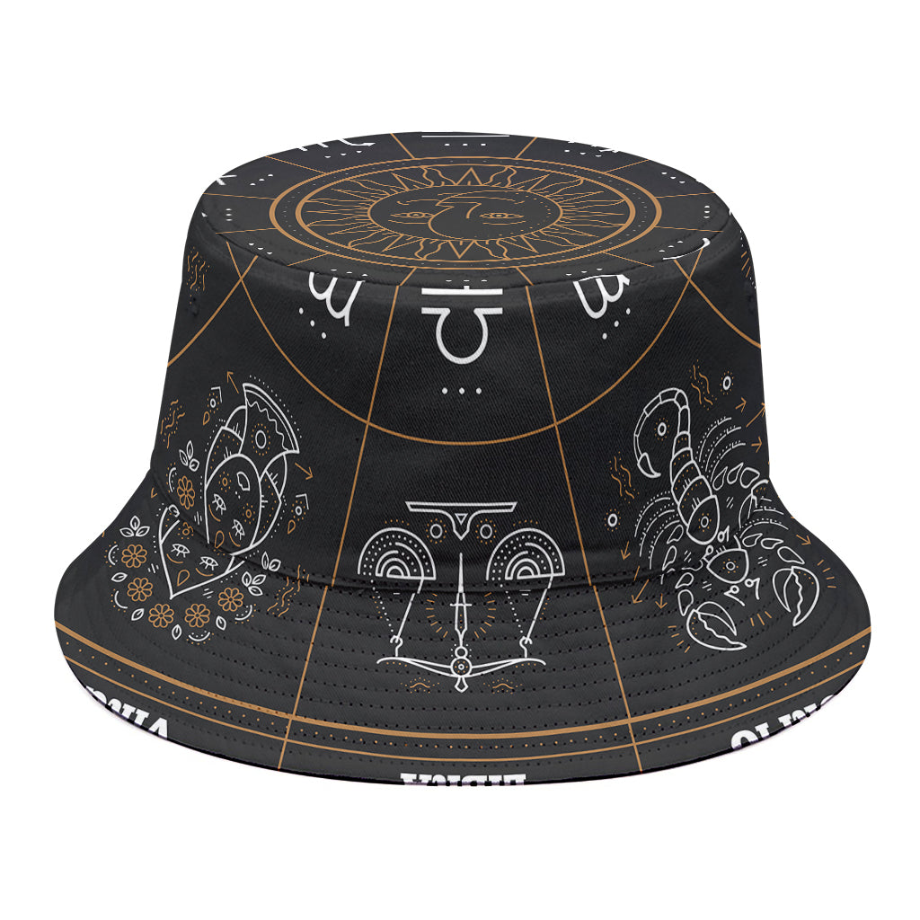 Vintage Zodiac Circle Print Bucket Hat