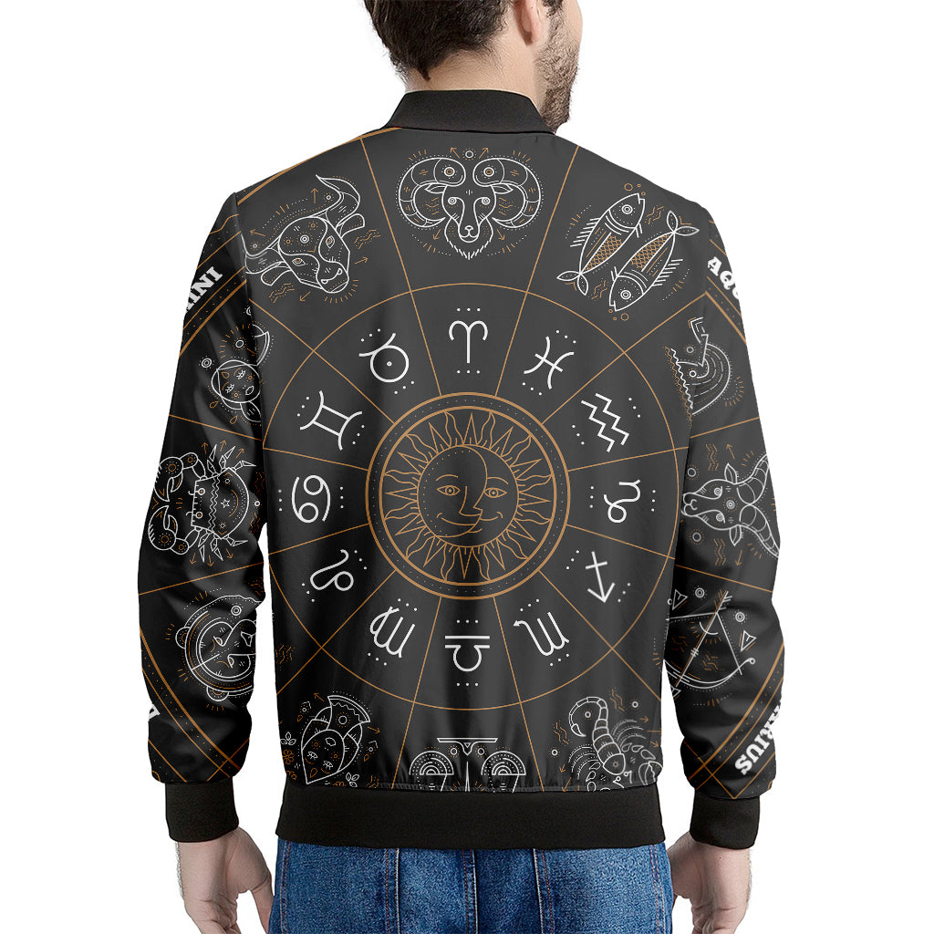 Vintage Zodiac Circle Print Men's Bomber Jacket