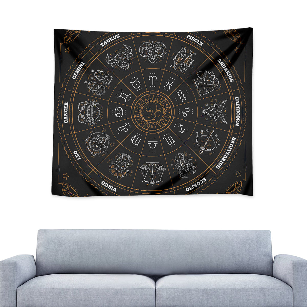 Vintage Zodiac Circle Print Tapestry