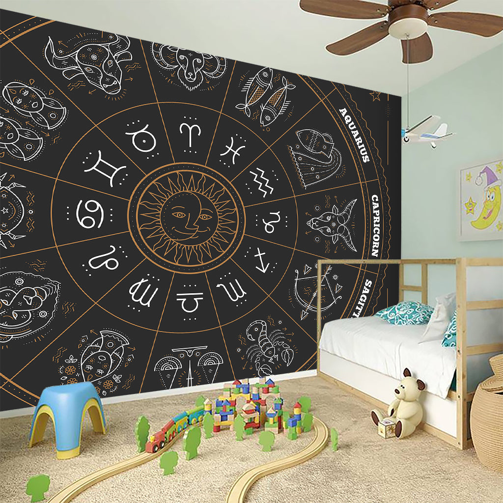Vintage Zodiac Circle Print Wall Sticker