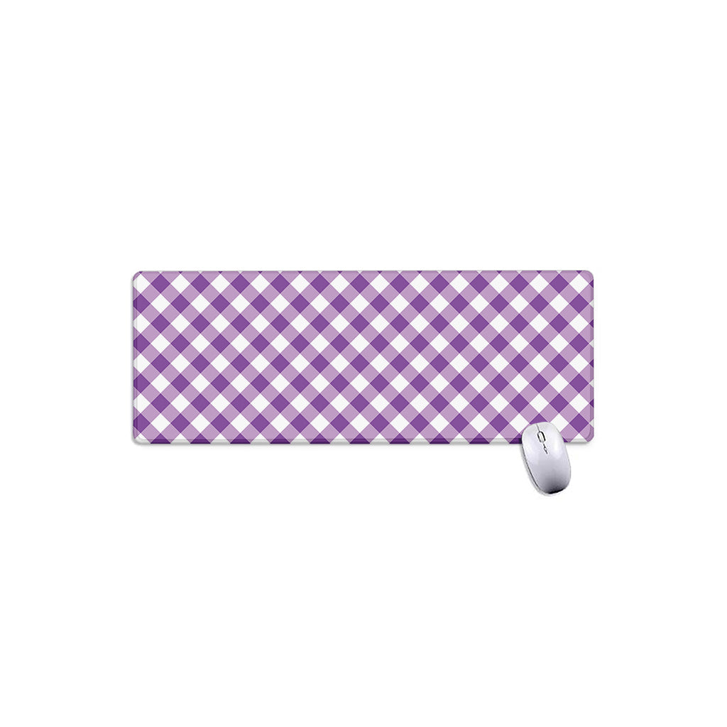 Violet And White Gingham Pattern Print Extended Mouse Pad
