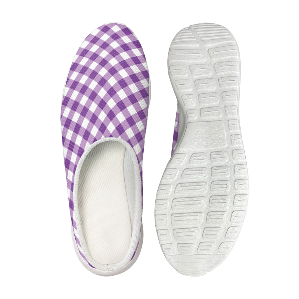 Violet And White Gingham Pattern Print Mesh Casual Shoes