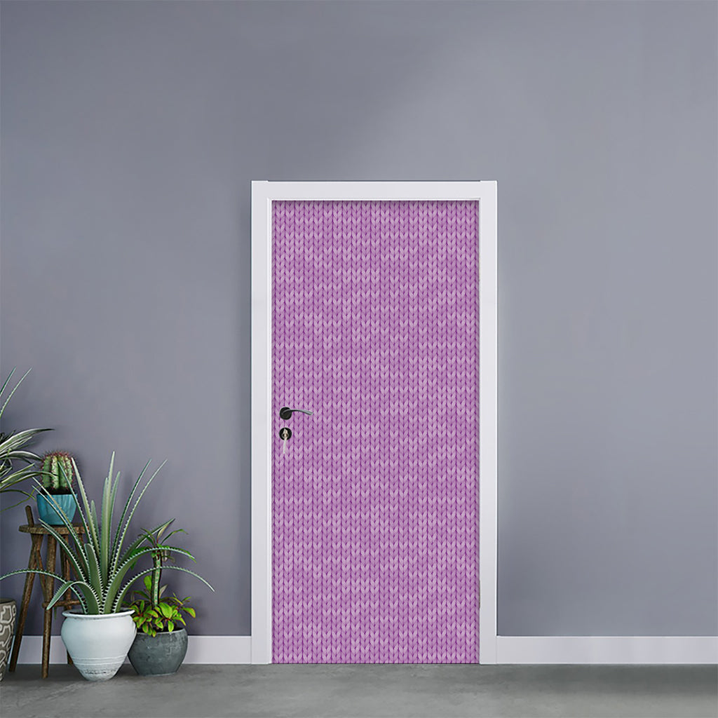 Violet Knitted Pattern Print Door Sticker