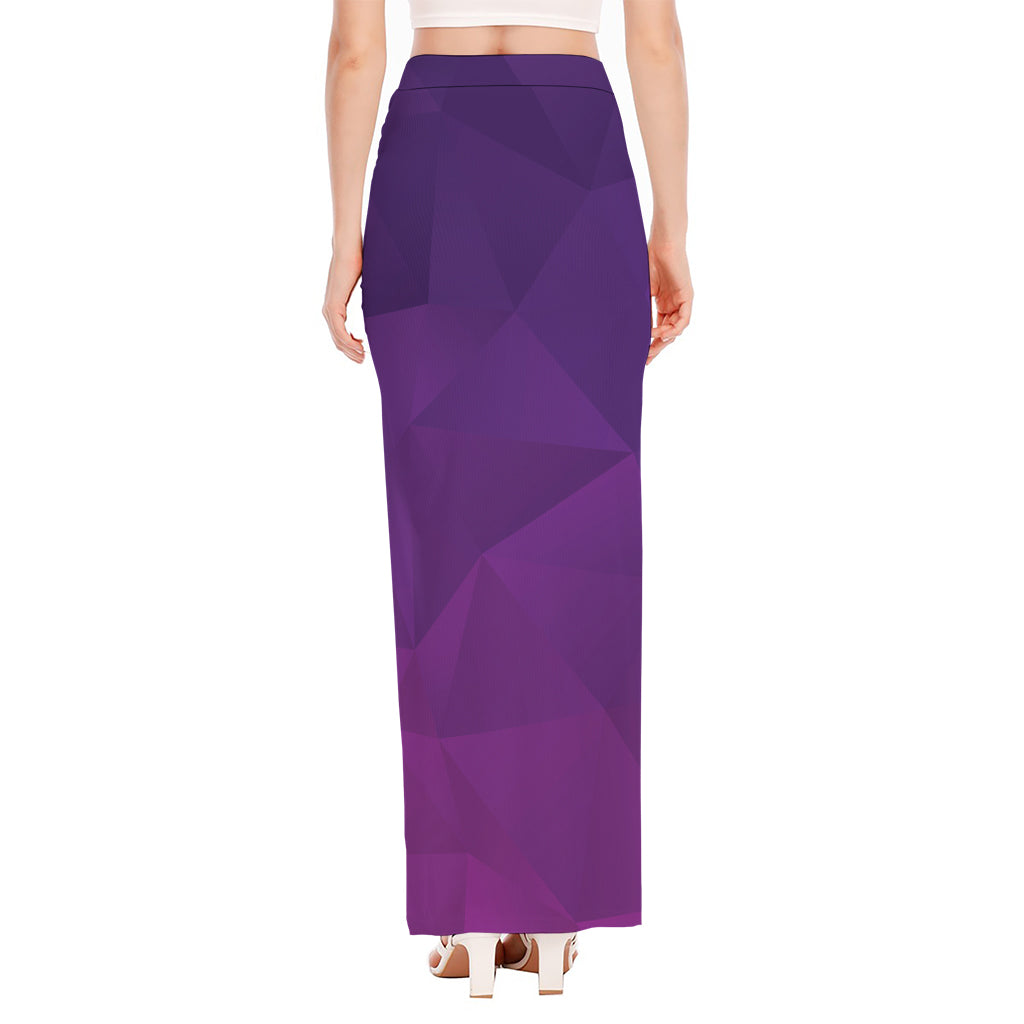 Violet Polygonal Geometric Print High Slit Maxi Skirt