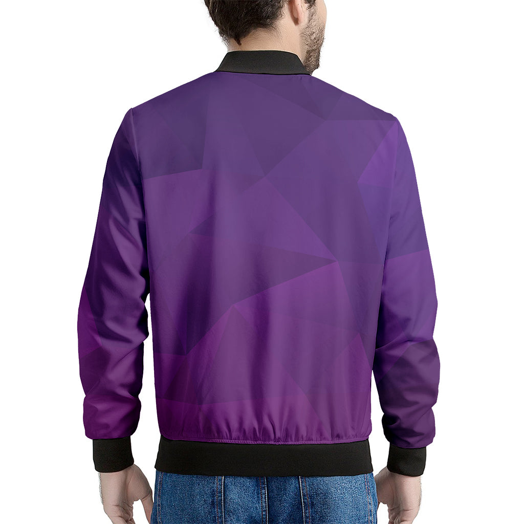 Violet Polygonal Geometric Print Men's Bomber Jacket