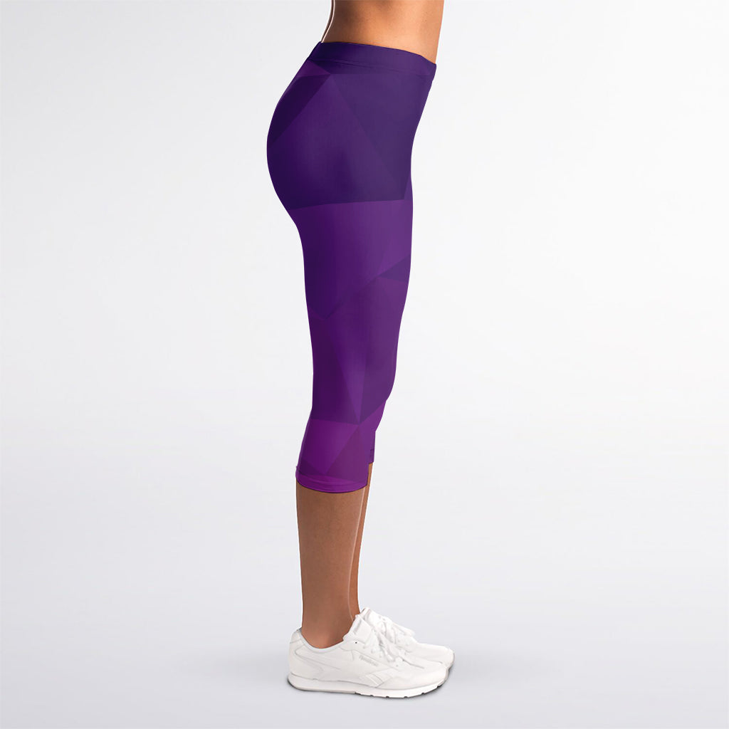 Violet Polygonal Geometric Print Women's Capri Leggings