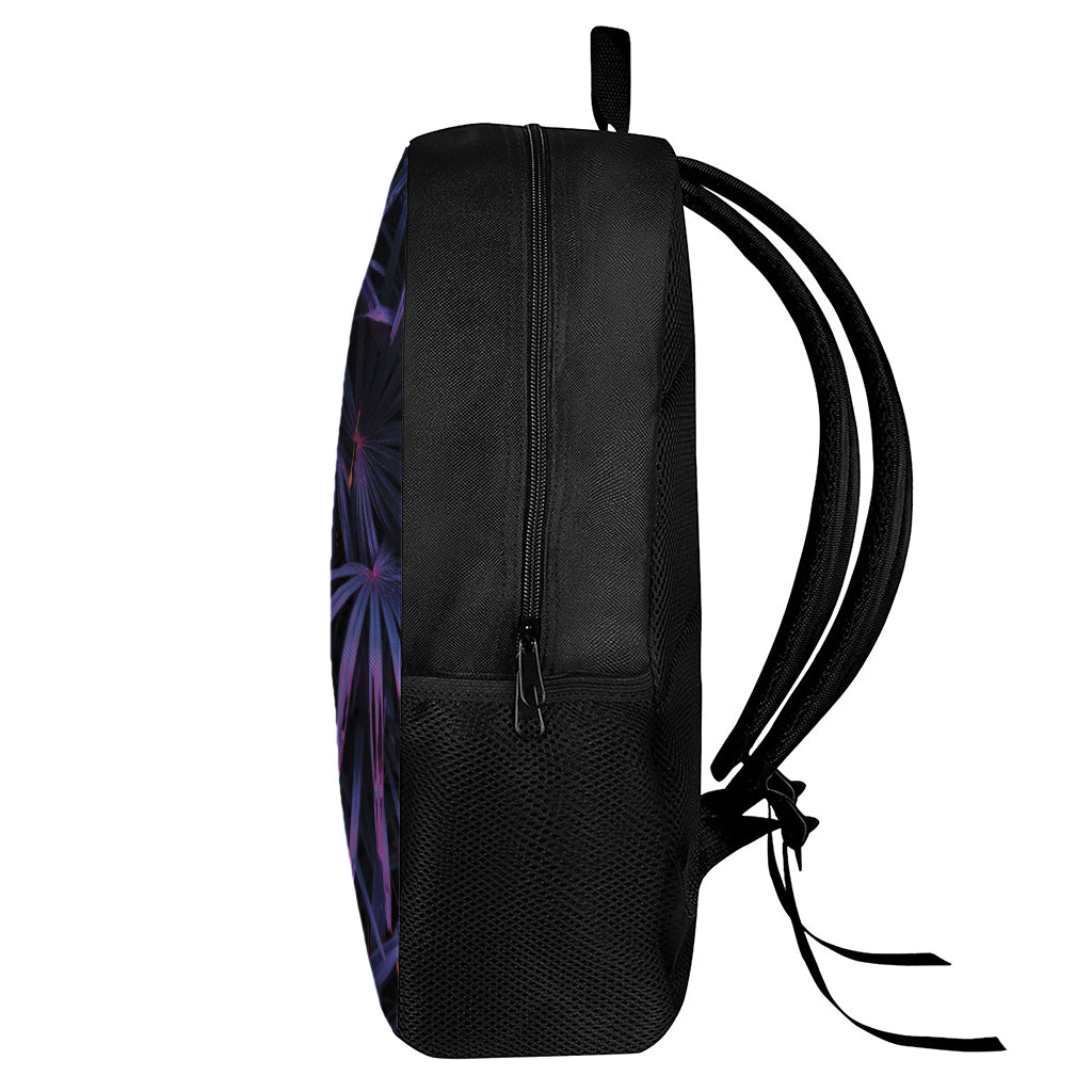 Violet Tropical Leaves Print 17 Inch Backpack