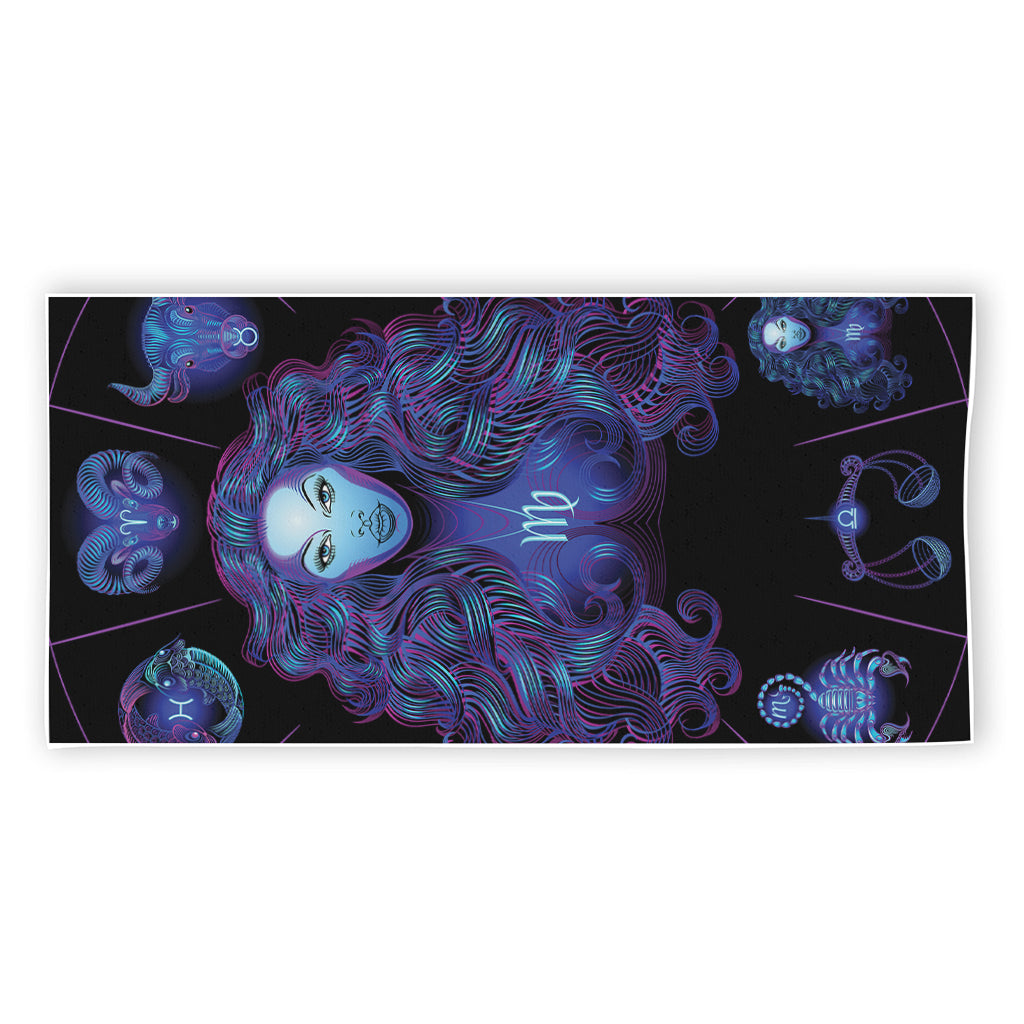 Virgo And Astrological Signs Print Beach Towel