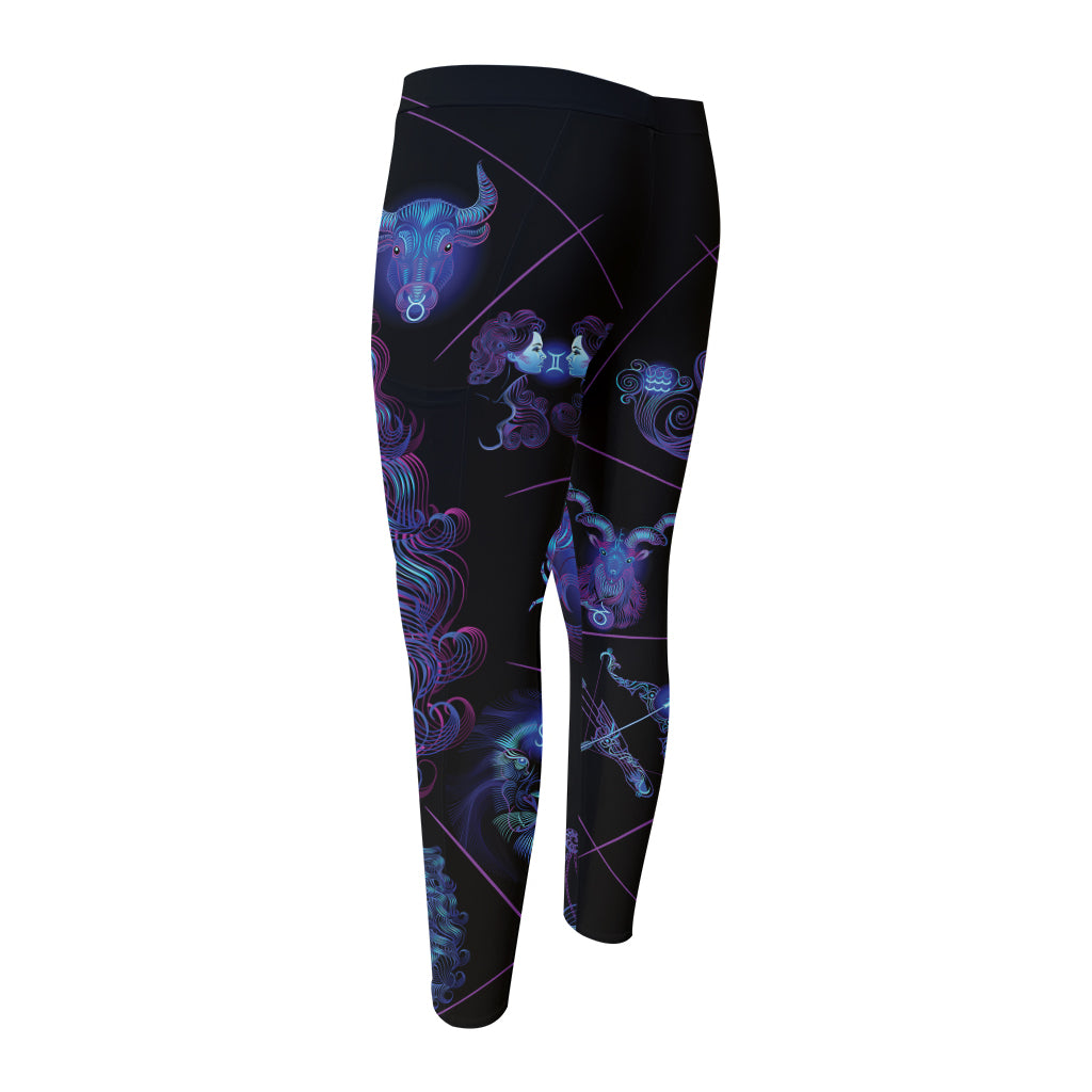 Virgo And Astrological Signs Print Men's Compression Pants