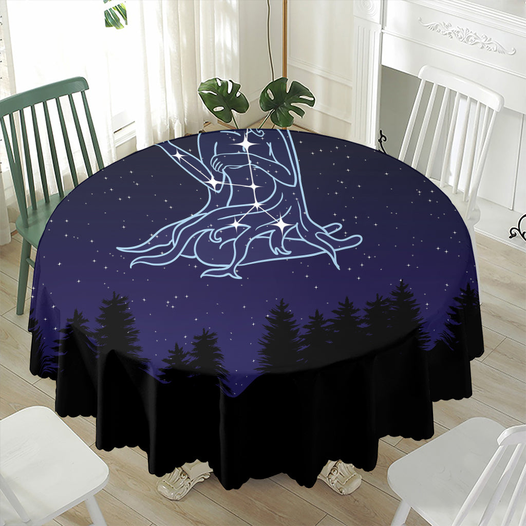Virgo Constellation Print Waterproof Round Tablecloth