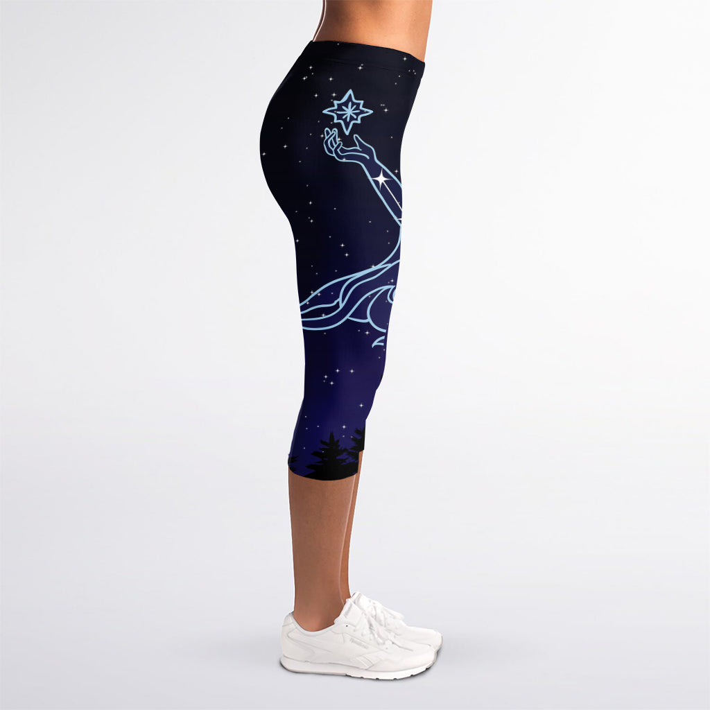 Virgo Constellation Print Women's Capri Leggings