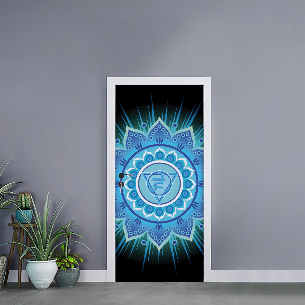 Vishuddha Chakra Mandala Print Door Sticker