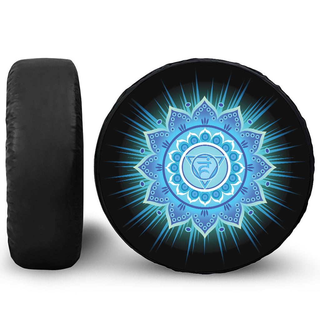 Vishuddha Chakra Mandala Print Leather Spare Tire Cover