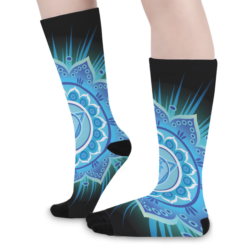 Vishuddha Chakra Mandala Print Long Socks