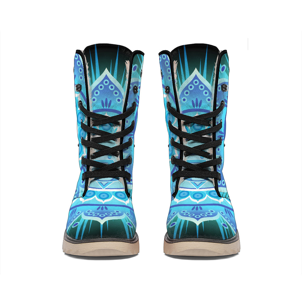 Vishuddha Chakra Mandala Print Winter Boots