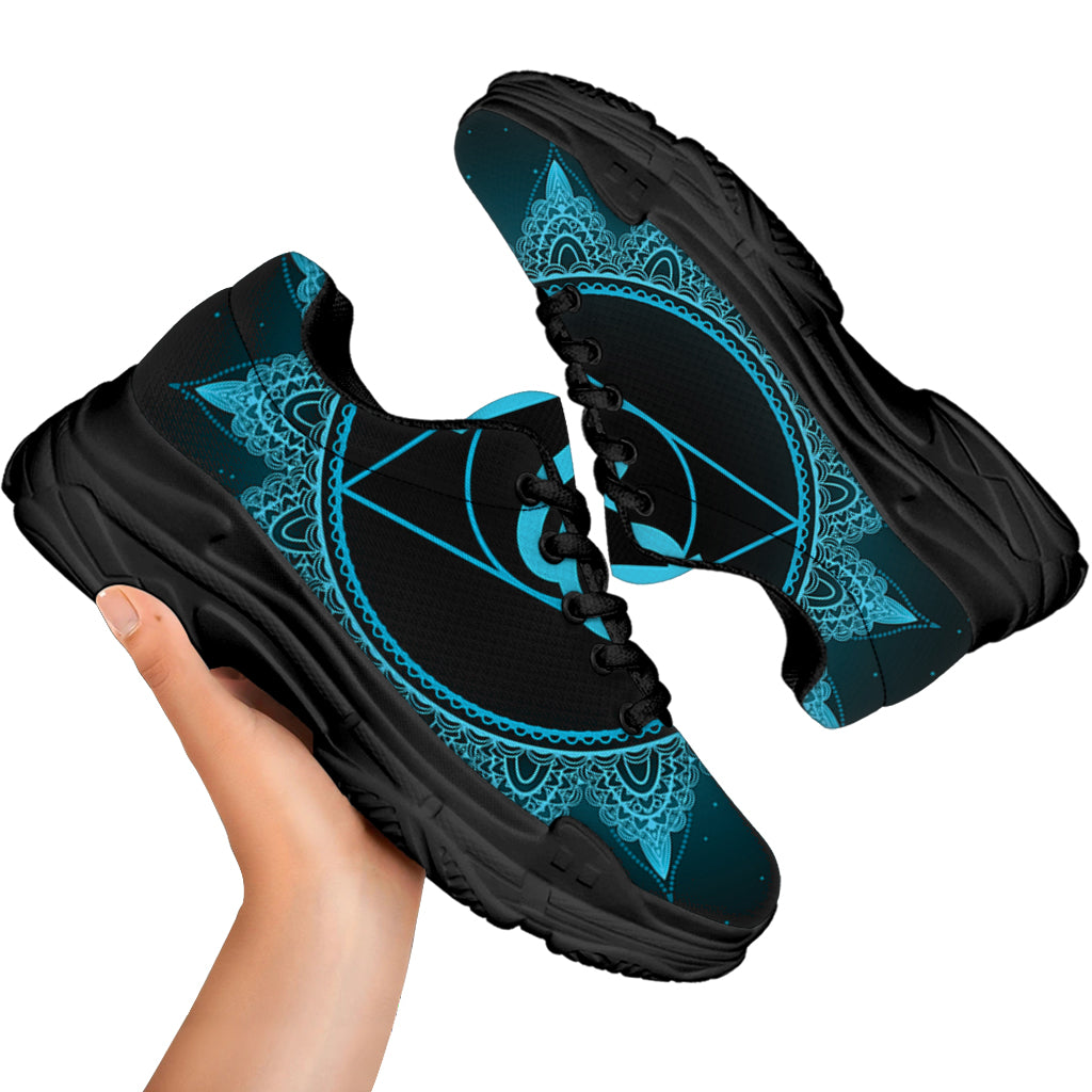 Vishuddha Chakra Symbol Print Black Chunky Shoes