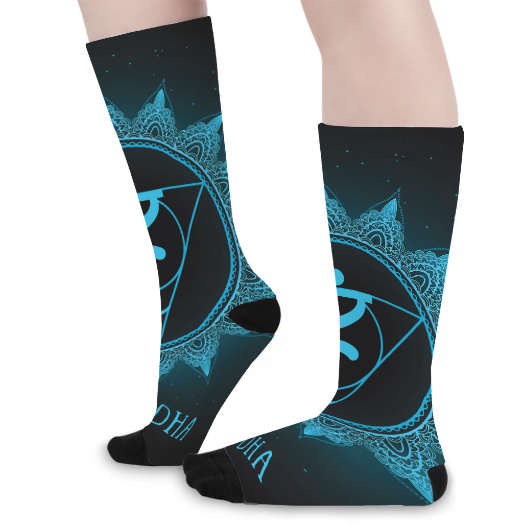 Vishuddha Chakra Symbol Print Long Socks