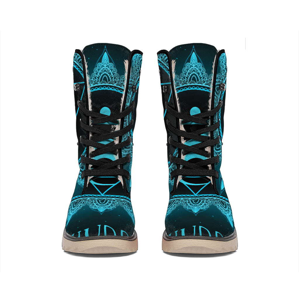 Vishuddha Chakra Symbol Print Winter Boots