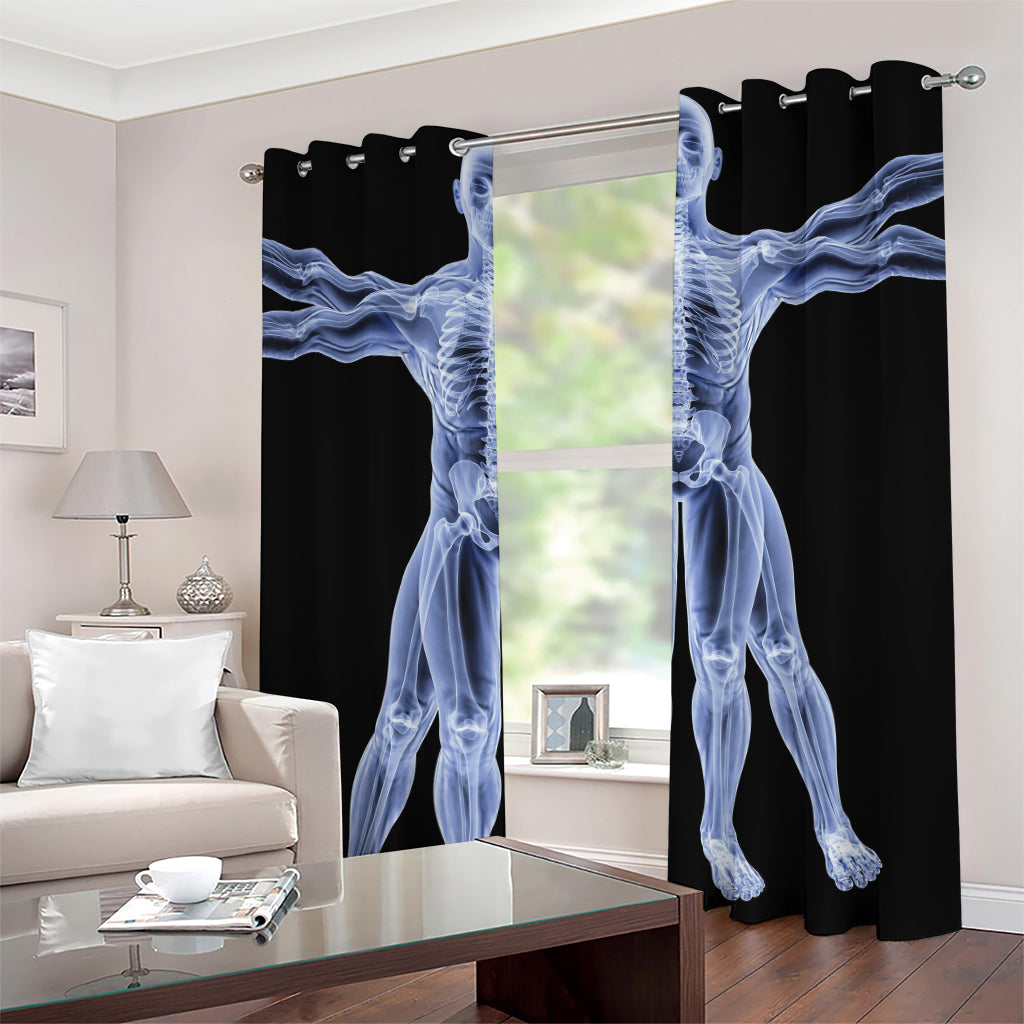 Vitruvian Man X-Ray Print Grommet Curtains