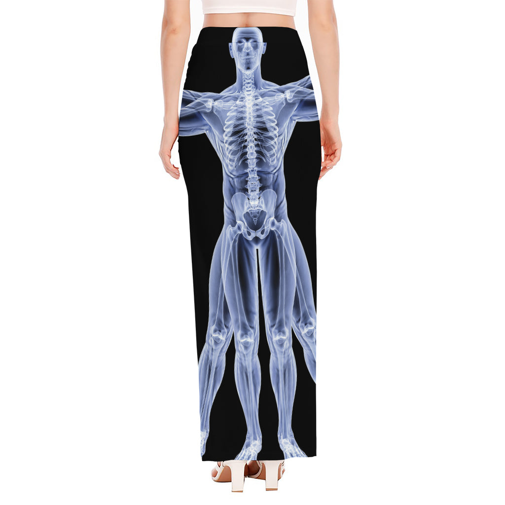 Vitruvian Man X-Ray Print High Slit Maxi Skirt