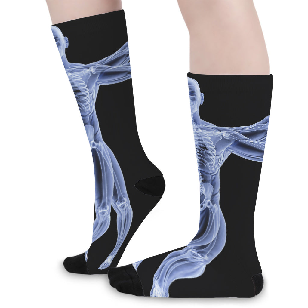 Vitruvian Man X-Ray Print Long Socks