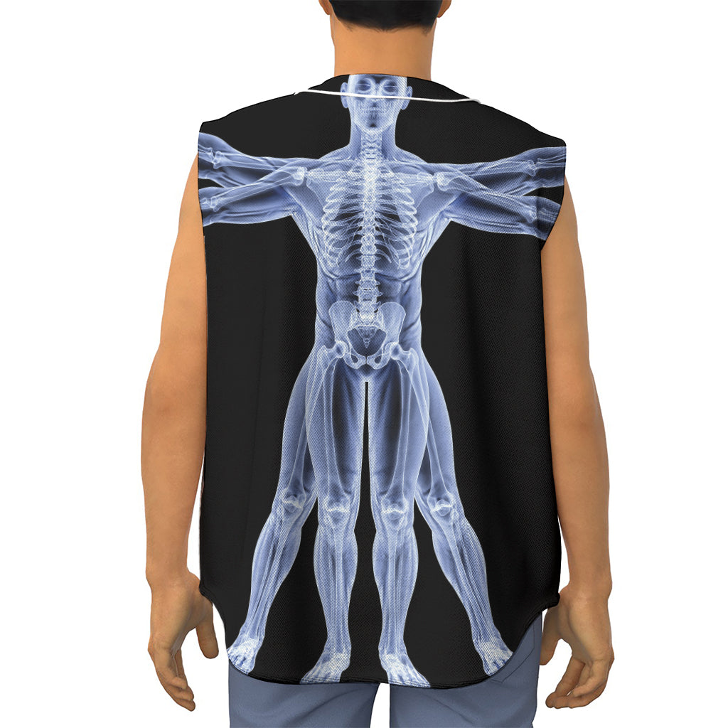 Vitruvian Man X-Ray Print Sleeveless Baseball Jersey