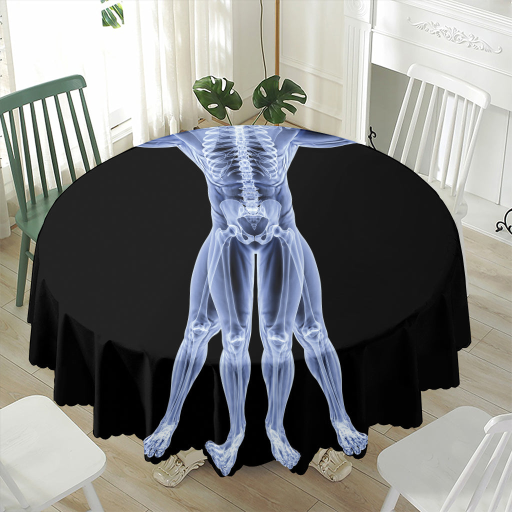 Vitruvian Man X-Ray Print Waterproof Round Tablecloth