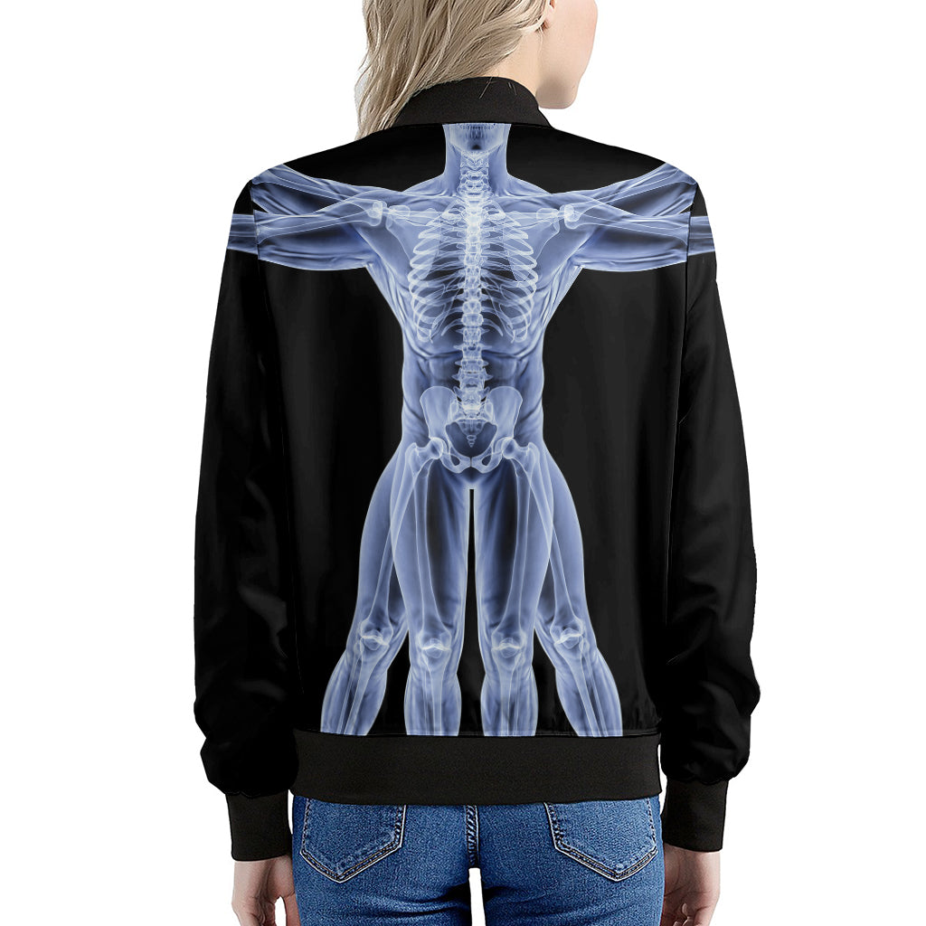 Vitruvian Man X-Ray Print Women's Bomber Jacket