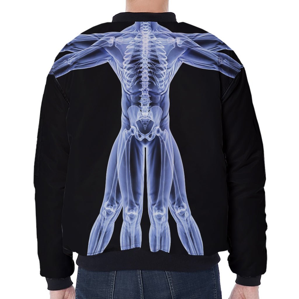 Vitruvian Man X-Ray Print Zip Sleeve Bomber Jacket