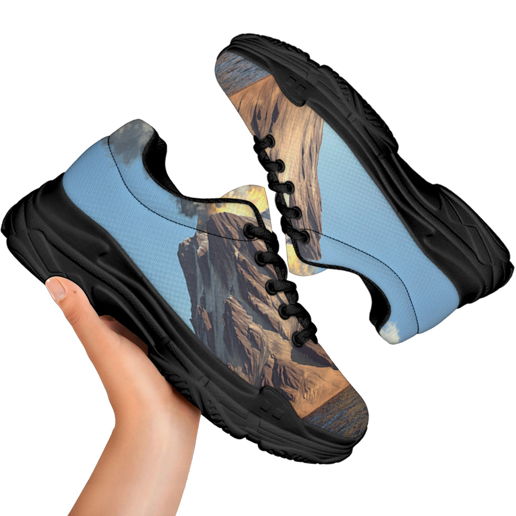 Volcanic Mountain Print Black Chunky Shoes