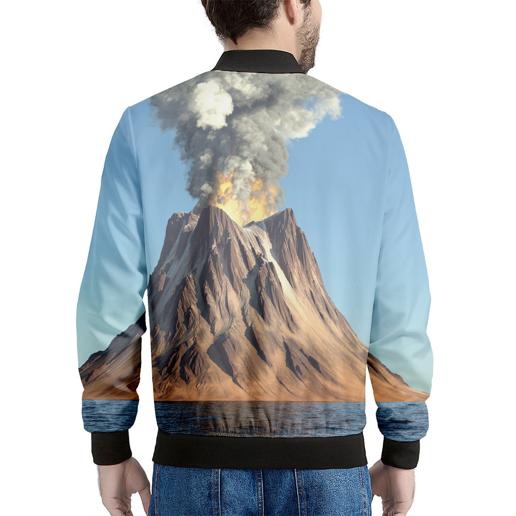 Volcanic Mountain Print Men's Bomber Jacket