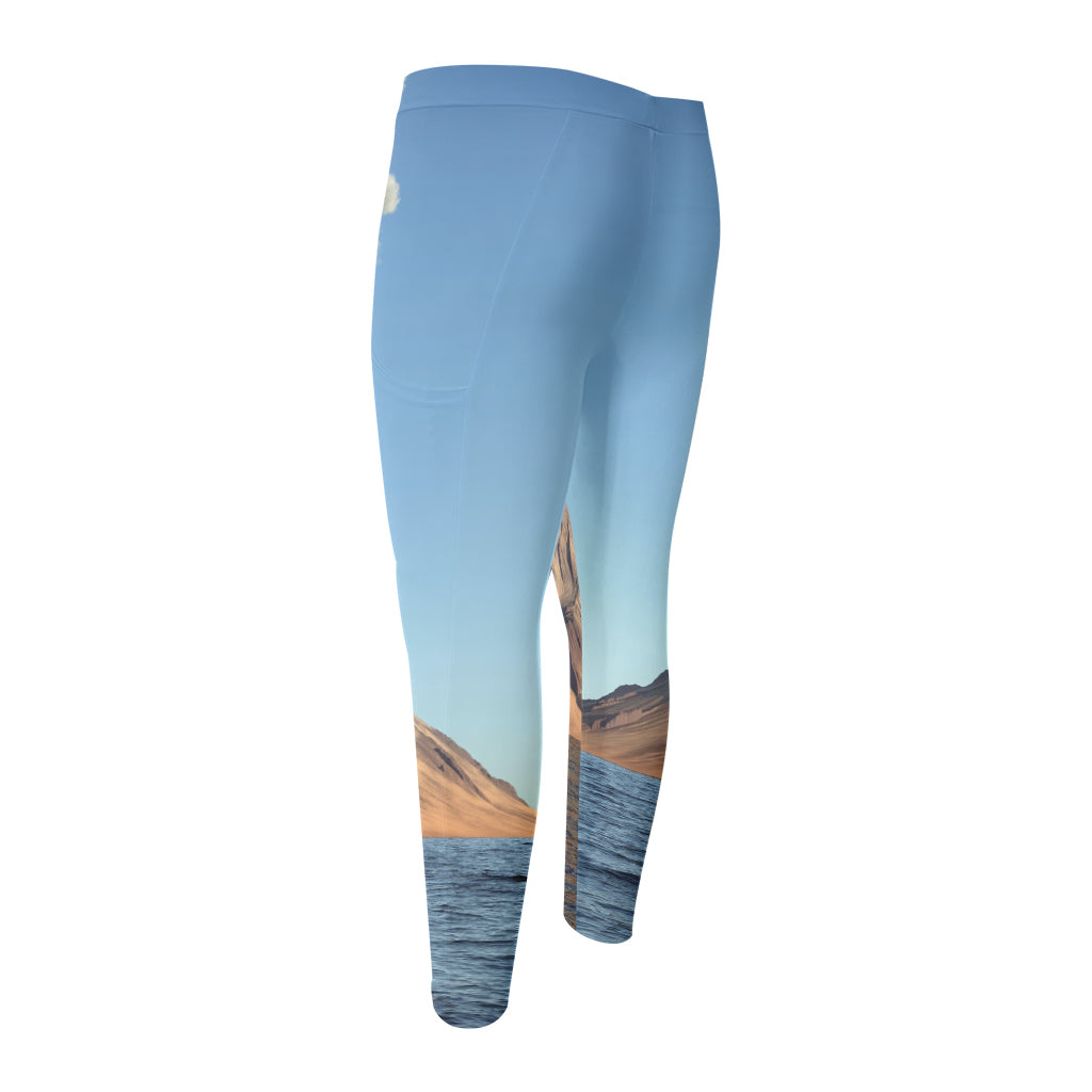 Volcanic Mountain Print Men's Compression Pants
