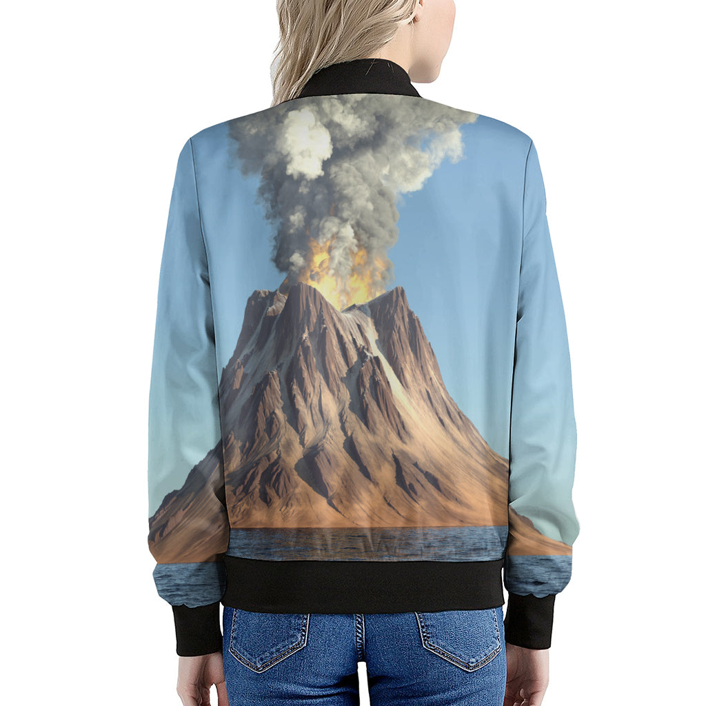 Volcanic Mountain Print Women's Bomber Jacket