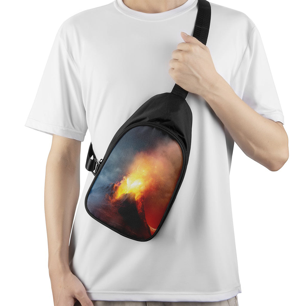 Volcano Eruption Print Chest Bag