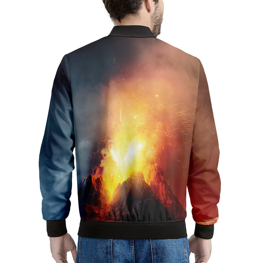 Volcano Eruption Print Men's Bomber Jacket