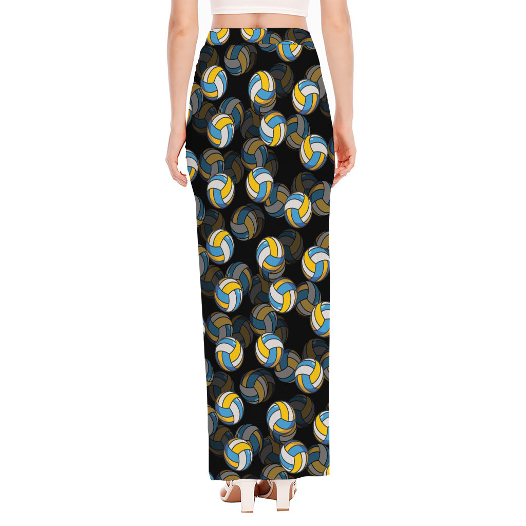 Volleyball Pattern Print High Slit Maxi Skirt